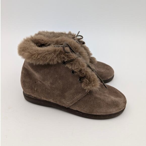 ELEPHANTITO Teddy Bootie with Laces Suede Mink Girls Boots,Little kid size EU26 - Picture 3 of 16